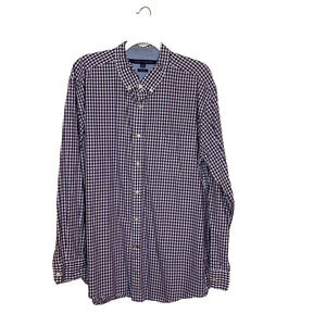 Tommy Hilfiger Button Shirt Mens Sz XL Classic Fit Purple Gingham Formal Summer
